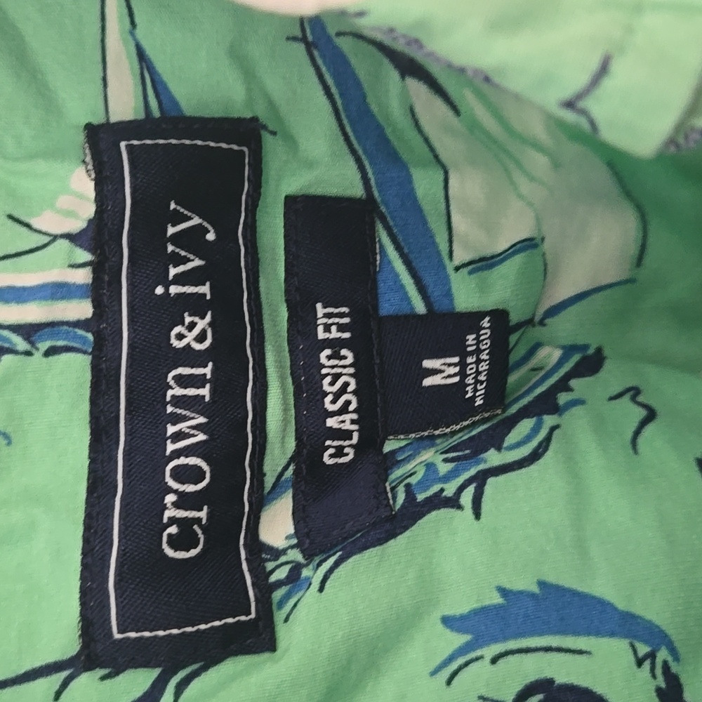Crown & Ivy Green Tropical Button Down Shirt - Picture 4 of 10